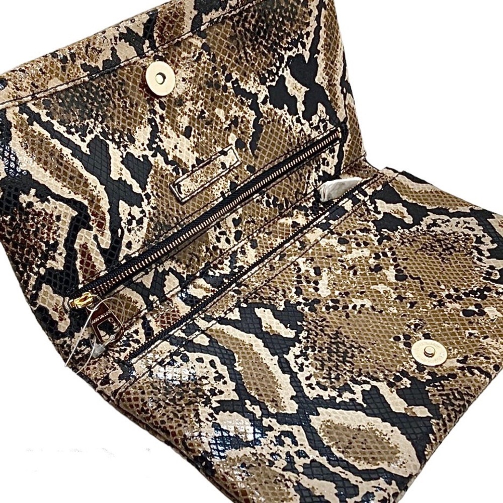 Genuine Leather Ann Taylor Wallet Clutch Purse Snakeskin Embossed Quality Lovely